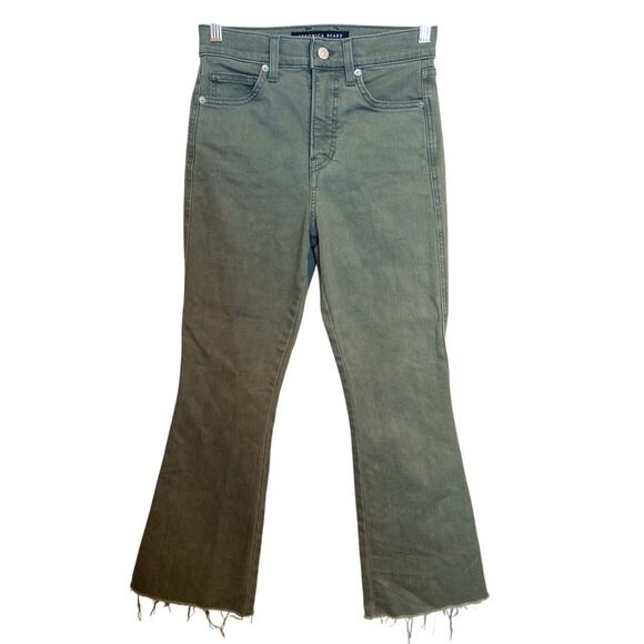 Veronica Beard Carson Ankle Flare Green High Rise Frayed Hem Jeans Size 25 - Picture 4 of 8